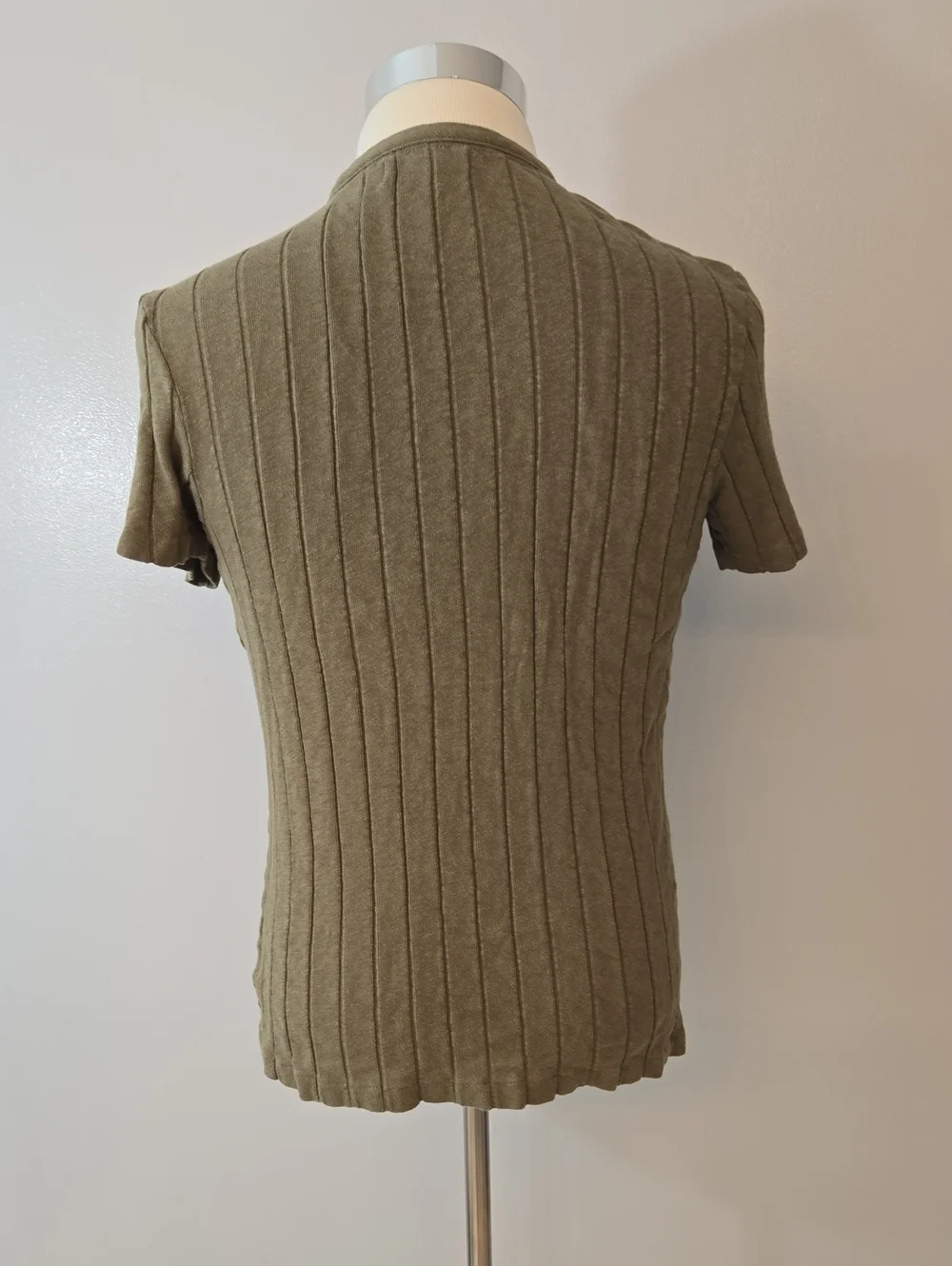 Vintage Polo Ralph Lauren Ribbed Military Stencil T-Shirt Olive Green Large